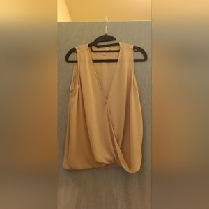 Chelsea28 Surplice Wrap Blouse Medium, tan